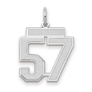 14k White Gold, Jersey Collection, Medium Number 57 Pendant